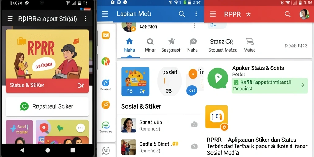 Screenshot RPRR menampilkan koleksi stiker yang menarik dan status yang kreatif.