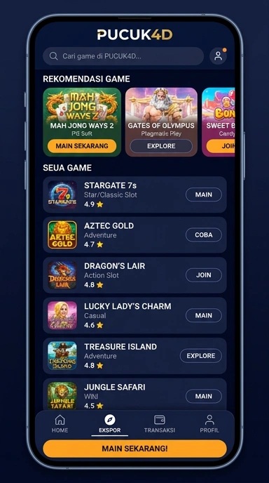 Tampilan katalog aplikasi pucuk4d