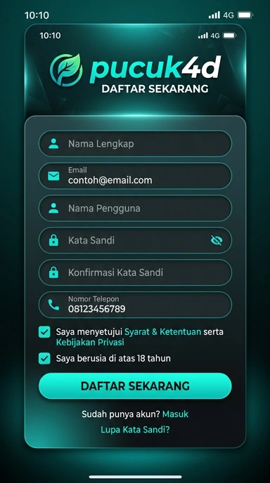 Tampilan halaman daftar pucuk4d